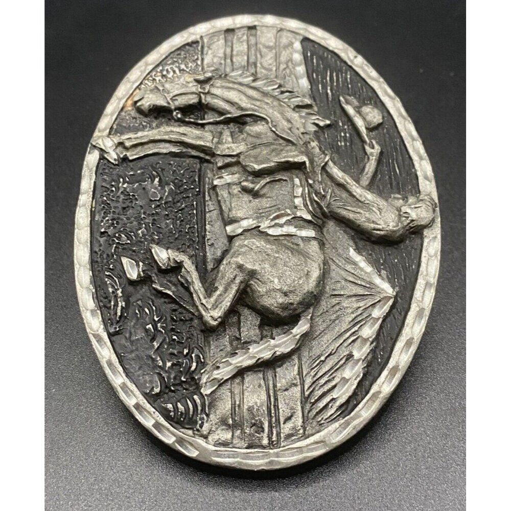 Bucking Bronc Belt Buckle Bronco Rider Horse Rodeo Cowboy Western 1980s Vtg LOOK - Picture 4 of 11